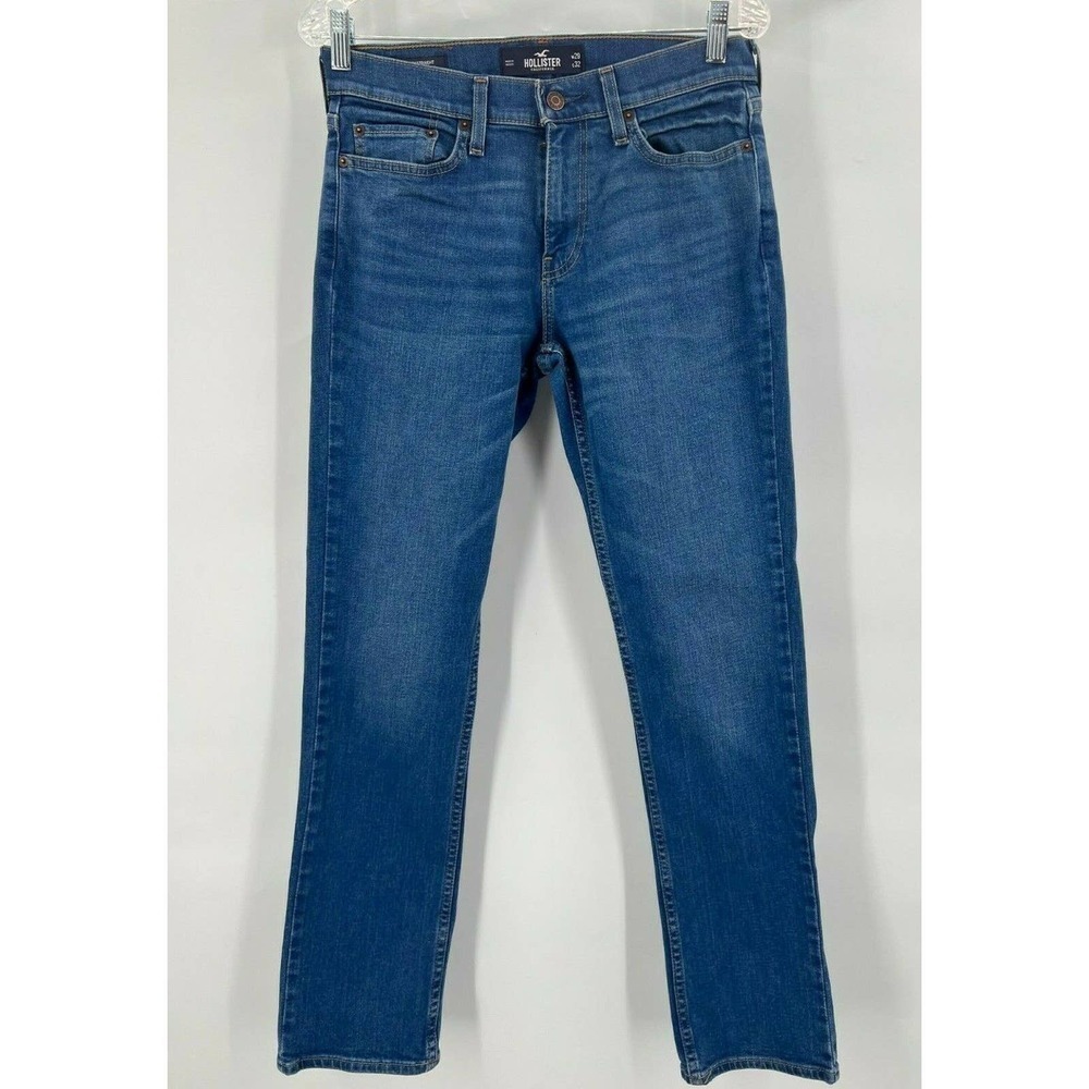 Hollister Epic Flex Size W29/L32 Men's Slim Straight Jeans Medium Wash Blue